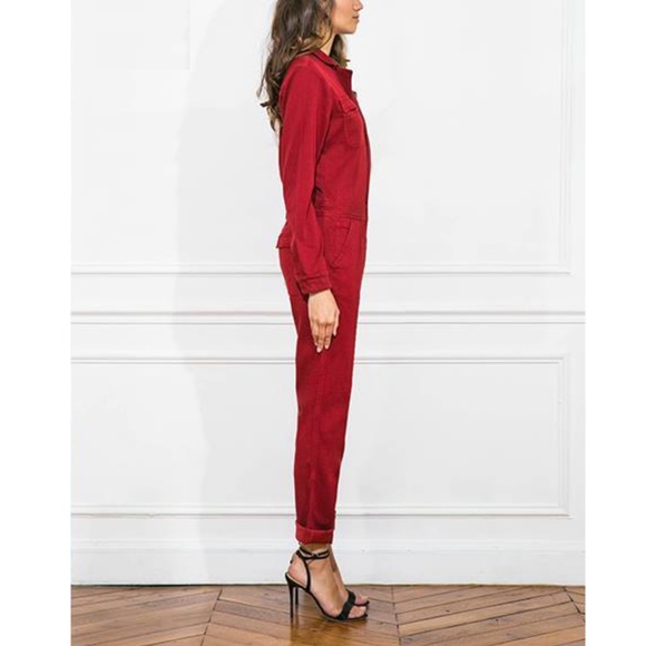 Sexy Red Denim Jumpsuit from Paris - Picture 3 of 9